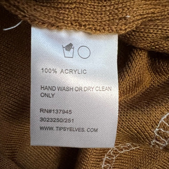 Tipsy Elves Brown V-Neck Sweater with Red and Green Accents - Picture 9 of 9